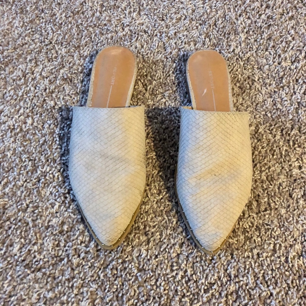 Nordstrom Rak cream faux-leather mules